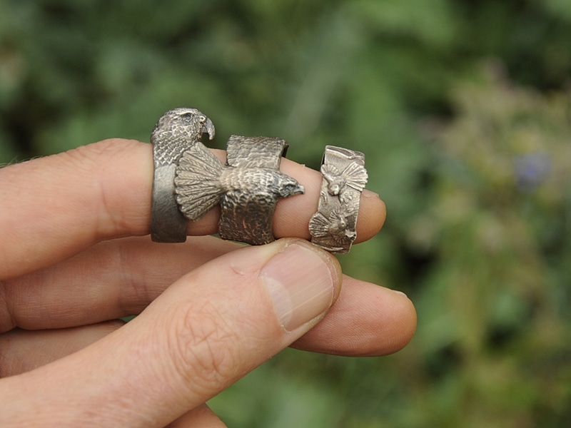 silver rings of nz native birds