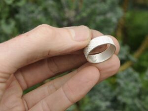 silver scribed ring